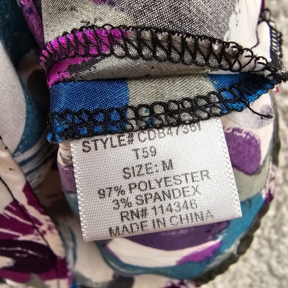 Sele Babydoll Top Womens Medium Colorful Satin Short Sleeve Tie Y2K - Picture 7 of 15